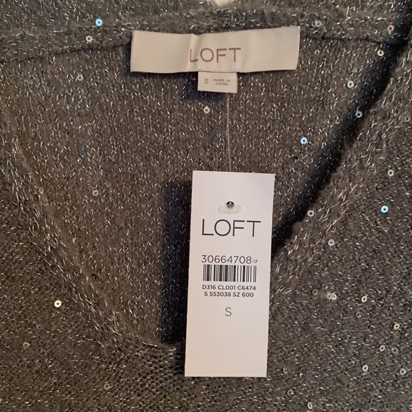 CLEARANCE Loft sweater dress gray silver sequin Small NWT - Picture 2 of 5